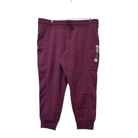Reebok XXXL Workout Cuffed Pants New with Tags Purple Plum Drawstrings - Picture 1 of 7
